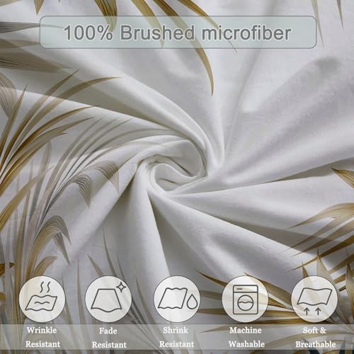 Light Gray Microfiber Duvet Cover King Size, Plant Minimalist Palm