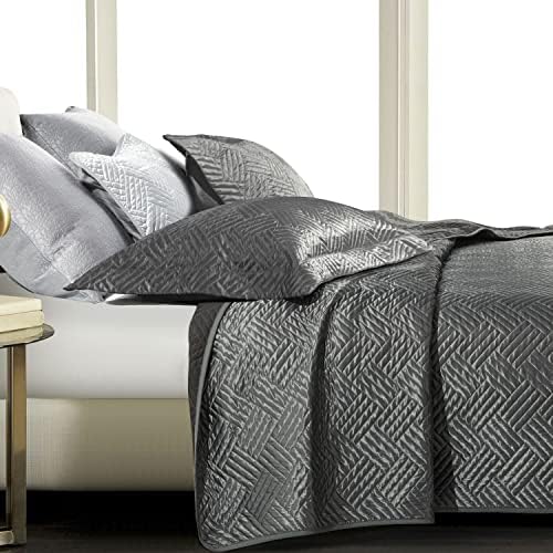 NTBAY Twin Satin Quilt Set, 2 Piece, Grey