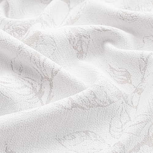 FMFUNCTEX Taupe Floral Jacquard Curtains for Bedroom, Rose Flower