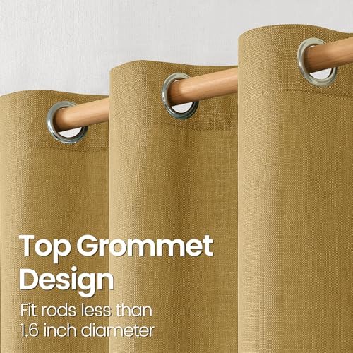 BGment Taupe Linen Curtains 84 Inches Long for Living Room, Set of 2