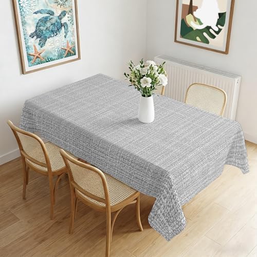 Modern Gray Linen Texture Waterproof Tablecloth for Rectangle