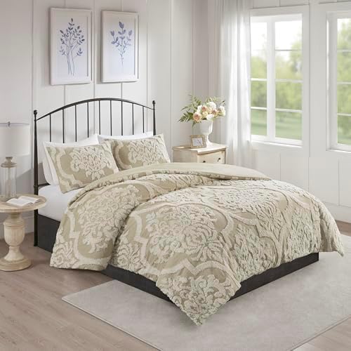 Madison Park Tufted Chenille 100% Cotton Duvet Modern Luxe All Season