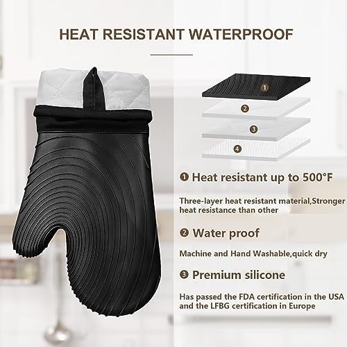 Silicone Oven Mitts-13.6 in Extended Oven Mitts Heat Resistant 500F