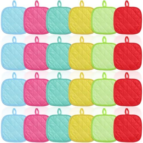 24 Pcs Pot Holders for Kitchen, Heat Resistant Cotton Blend Hot Pads &