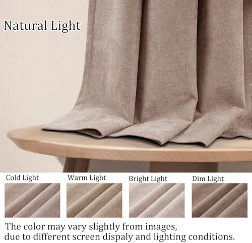 Fcosie 52" Wx120 L Chenille Black Out Drapes with Silver Grommet Full