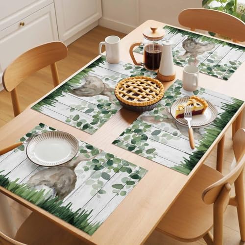 Placemats Set of 8, Easter Woven Placemat, Linen Place Mats for