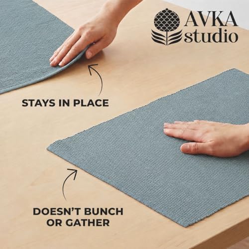 100% Cotton Ribbed Placemats - Set of 8-13 x 19 Inches - Grey
