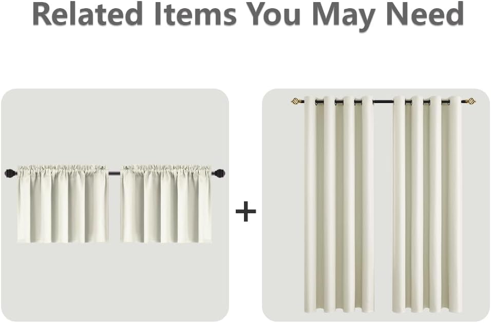 Mrs.Naturall Cream Curtains 84 Inches Long,Blackout Black Block Out
