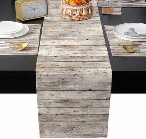Rustic Wooden Board Table Runner and Placemats Set of 4 Farmhouse