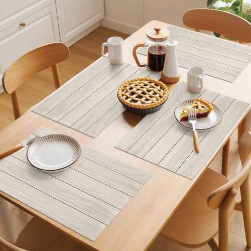 Vintage Country Wooden Board Placemats Set of 6 Washable Table Mats