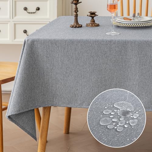 Amazon Basics Rectangle Tablecloths Water-Repellent, Faux Linen
