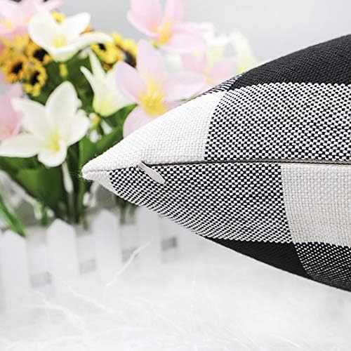 Fall Buffalo Plaid Throw Pillow Covers 12x20 Black and White Set of 2