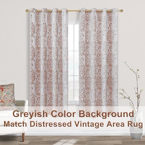 Mrs.Naturall Rusty Orange Curtains 63 Inch Length for Bedroom 2 Panels
