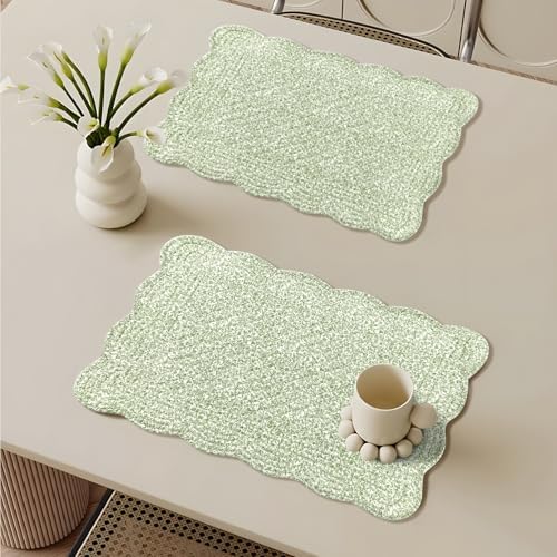 6 PC Quilted Placemats, 18"X13"Extra Large Cotton Placemats Set of 6