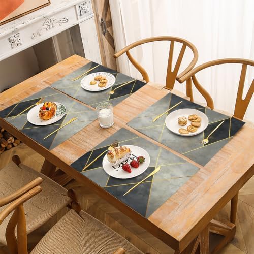 Diamond Placemats Set of 8 - Durable Soft Washable Table Mats,Grey