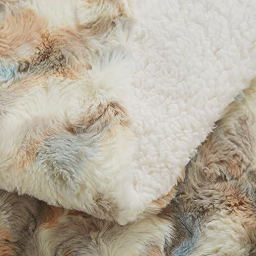 Tache 63 x 90 Super Soft Warm Tan Brown Blue Russian Lynx Faux Fur