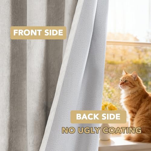 H.VERSAILTEX Velvet 100% Blackout Curtains 55x108 Ivory 2 Panels