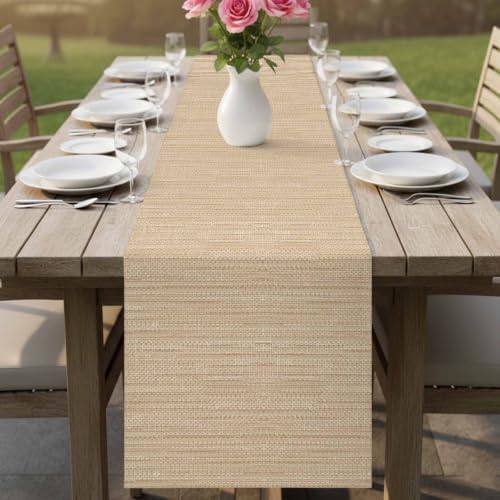 Modern Minimalist Art Table Runners 108 Inches Long, Solid Color Linen