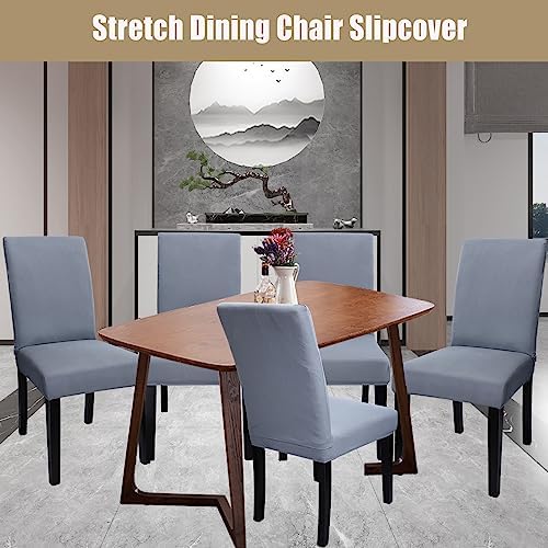 6Pack Dining Room Chair Covers, Stretch Chair Cover, Grey