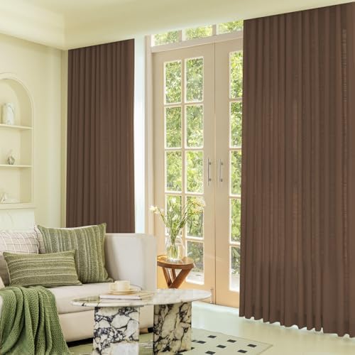 Pinch Pleat Curtains 84 Inches Long 2 Panels Set, Faux Linen Room