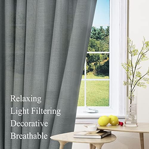 Frelement Linen Curtains 108 Inches Extra Long Curtains Light