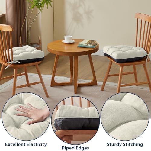 IASEAHK Chair Cushions for Dining Chairs, 15.5" x 15.5" x 4", Beige