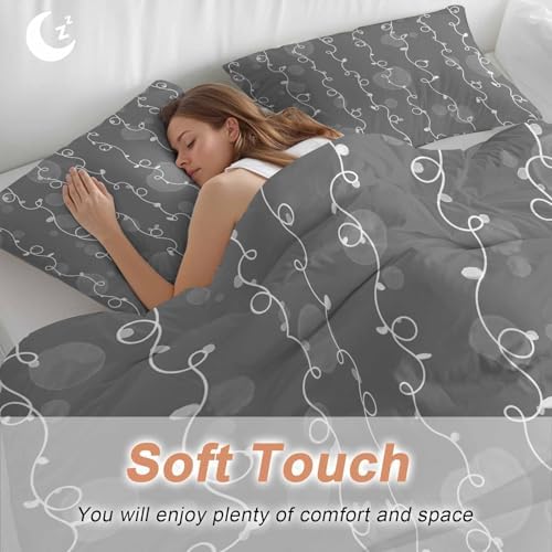 3 Piece White Lines Duvet Cover Set Queen Size, Microfiber