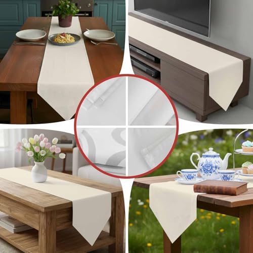 Cream Table Runner Linen Burlap Table Runner 108 Inches Long Modern