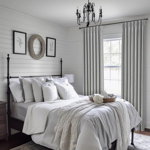 Gray 108 Inch Extra Long Curtains for Living Room 2 Panels Set, Memory