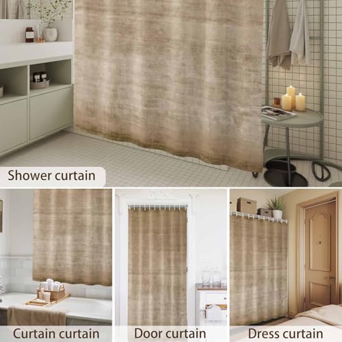 LooPoP Shower Curtain Beige Linen Bathroom Curtains with Hooks