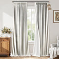 BOODII 100% Blackout Linen Pleated Curtains for Bedroom 96 Inch Long