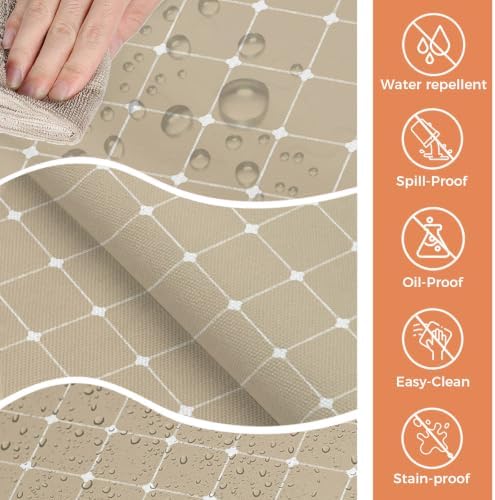Waterproof Tablecloth - Taupe Gingham Oil Proof Spill Proof Table