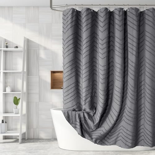 Grey Boho Fabric Shower Curtain 72 x 72 Inches