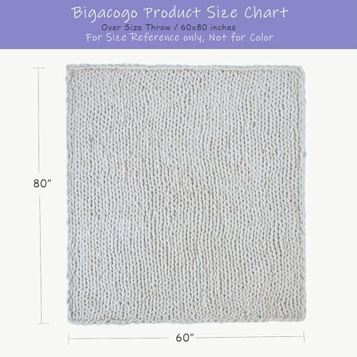 Bigacogo Chunky Knit Throw Blanket for Couch, 60x80 inches, Navy Blue