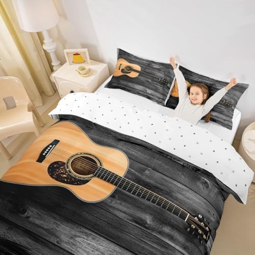 Feelyou Guitar Bedding Set Rock Music Theme Duvet Cover for Kids Boys