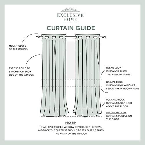 EXCLUSIVE HOME Branches Linen Blend Grommet Top Curtain Panel Pair