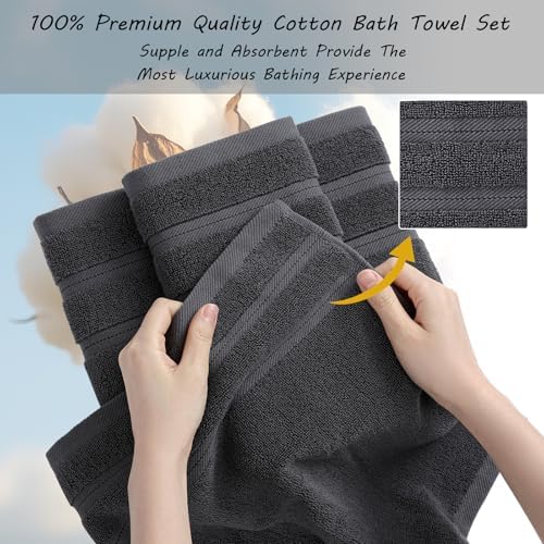 16-Piece Bath Towels Set, 100% Cotton Thick Soft Highly Absorbent