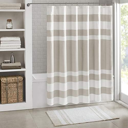 Madison Park 72"x72" Waffle Weave Taupe Shower Curtain, 20"x30" Taupe