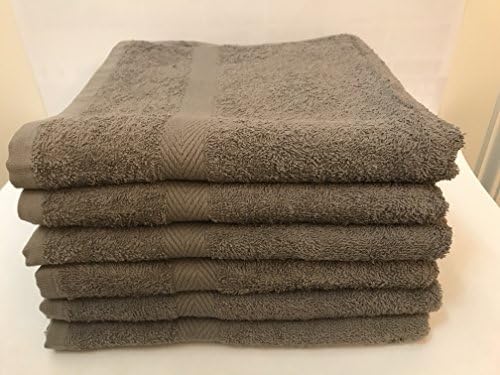 24 Pieces NEW Gray Bath Towel Dobby Border Ring Spun 100% Cotton 22X44