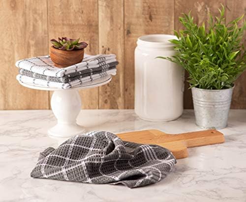 DII Waffle Weave Kitchen Collection, 100% Cotton, Dishcloth Set, Gray