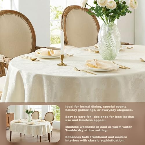 Newbridge Barcelona Damask 60 x 102 Inch Oval Tablecloth, Antique
