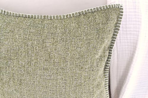 22x22 Pillow Cover Set of 2 Olive Green Soft Textured Chenille Comfy