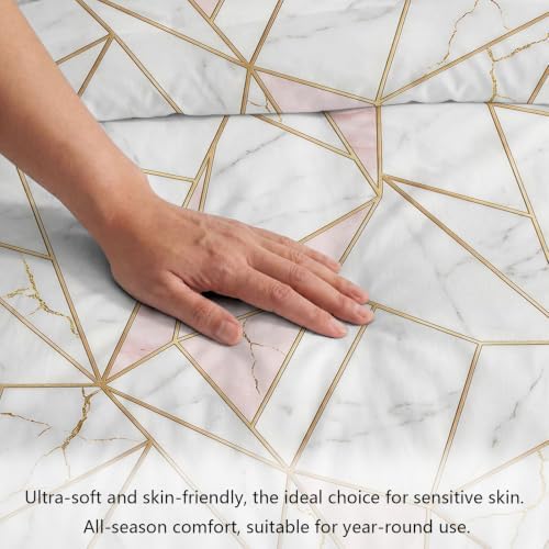 King Duvet Cover Set Soft Microfiber Modern Geometry