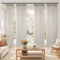Topfinel Pinch Pleated Linen Curtains 108 Inchs Long Natural 4 Panels