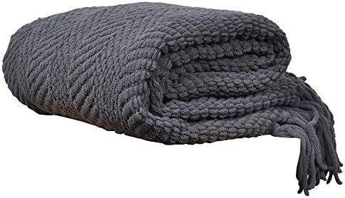 BATTILO HOME Dark Grey Throw Blanket for Couch, 50"x60"