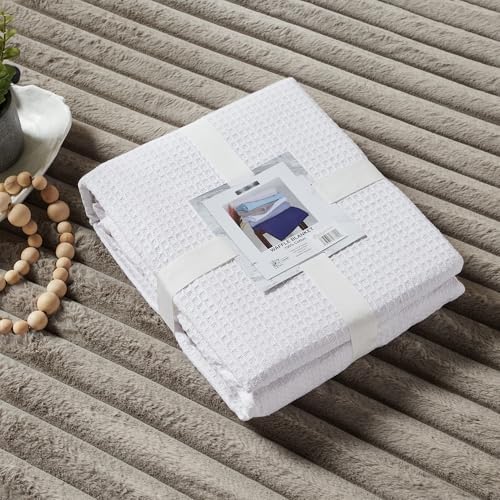Better Trends 100% Cotton Waffle Weave Throw Blanket for Couch, Bed
