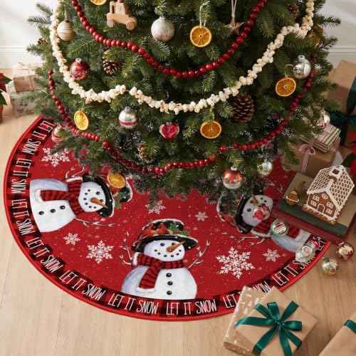 AVOIN colorlife 48 Inch Snowman Christmas Tree Skirt