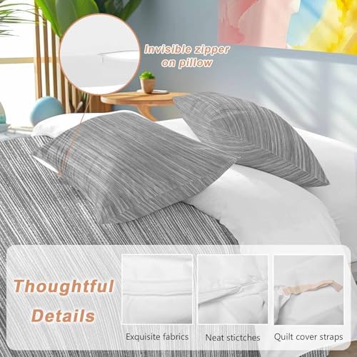 Vintage Gray Bedding 3 Piece Duvet Cover Set Queen Size, Country