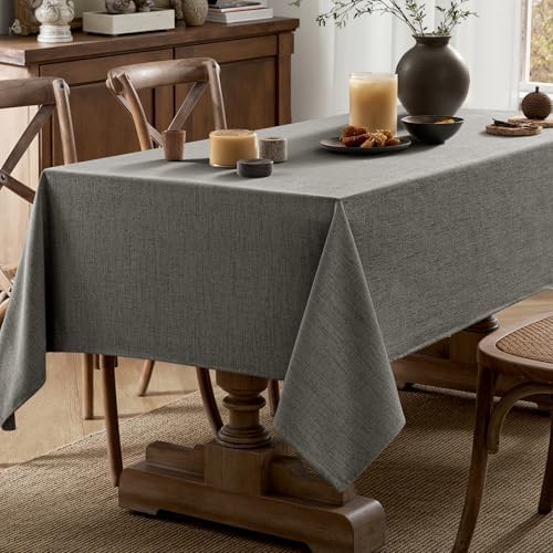 MIULEE Linen Textured Rectangle Tablecloth 60 x 120 Inch Gray
