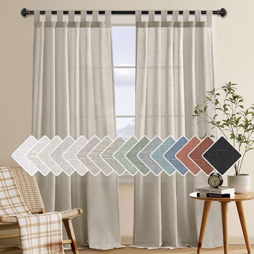 H.VERSAILTEX Natural Linen Curtains Linen Textured Semi Sheer Curtain